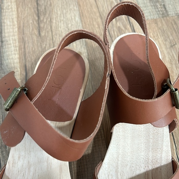 LOFT WOMENS WOODEN GLOT SANDALS BROWN Sz 8 - Picture 4 of 9